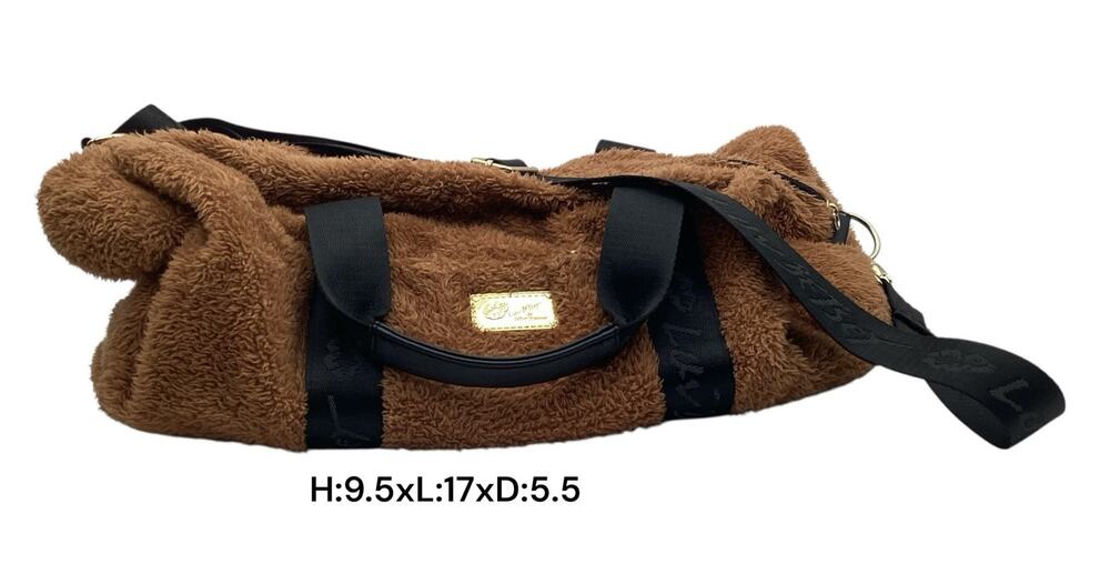 Luv Betsey by Betsey Johnson Fuzzy Teddy Bear Duffle Bag Brown Sherpa Weekender